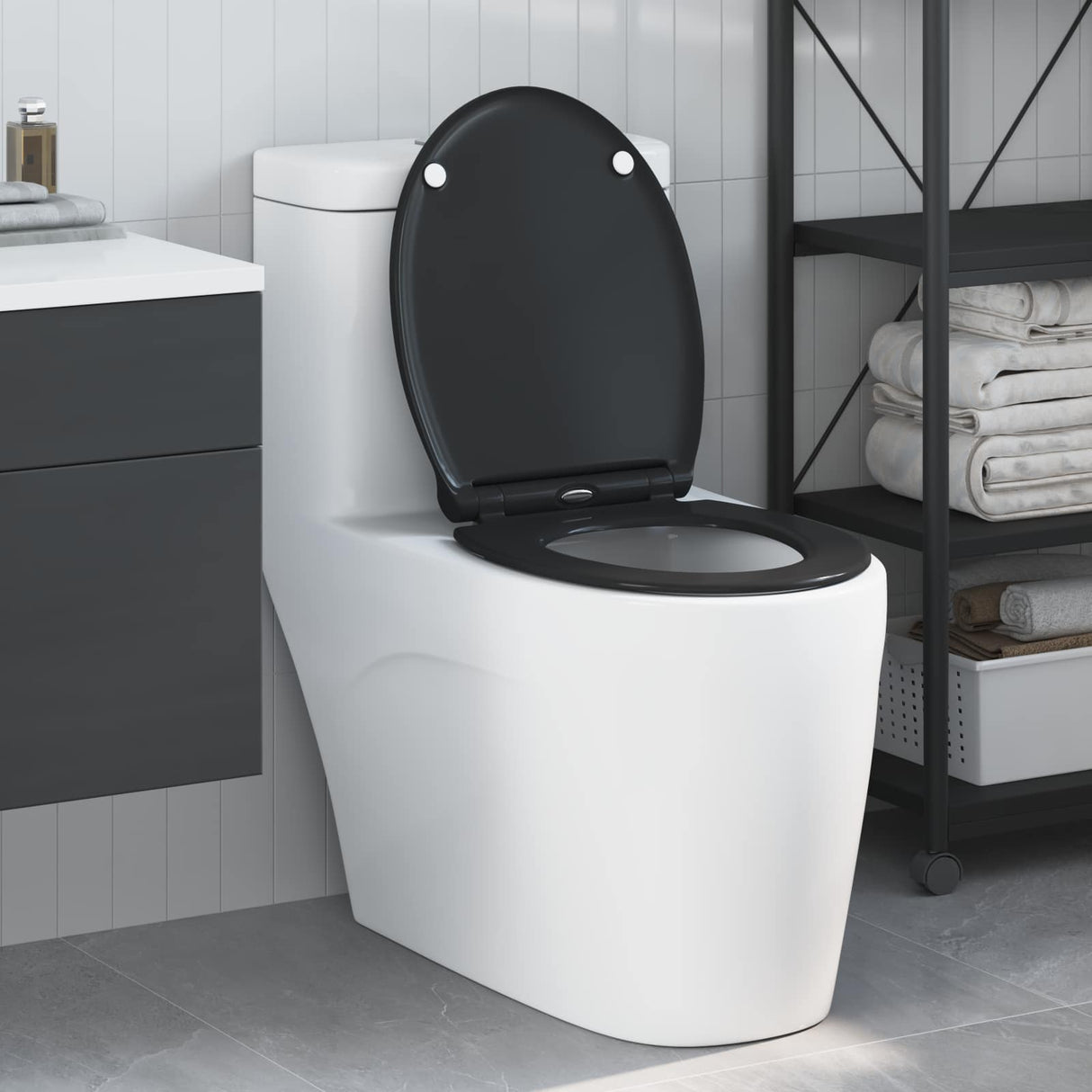 Vidaxl toiletzitting zwart 47 x 37,5 x 3,8 cm duroplast