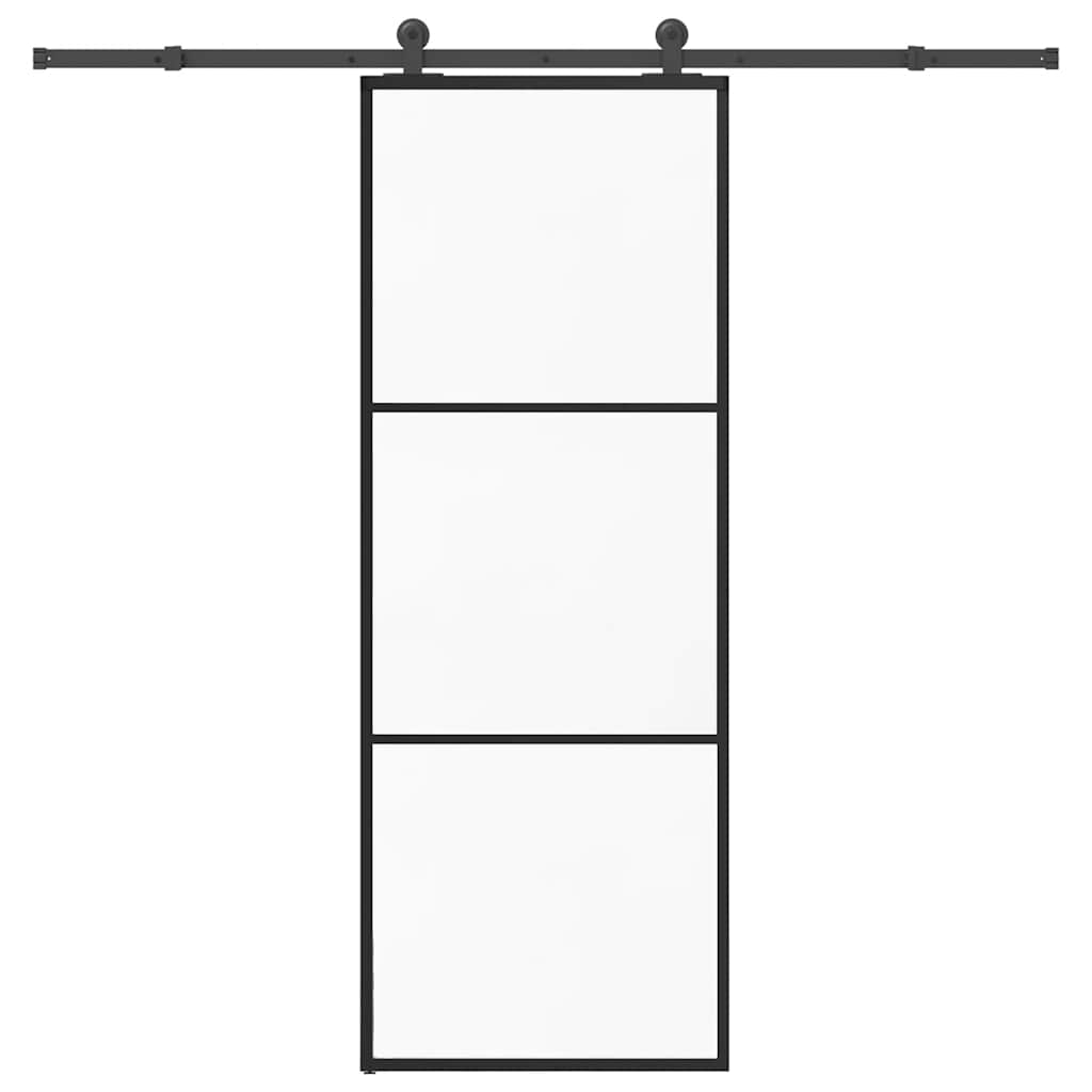 Vidaxl schuifdeur met beslag 76x205 cm esg-glas en aluminium