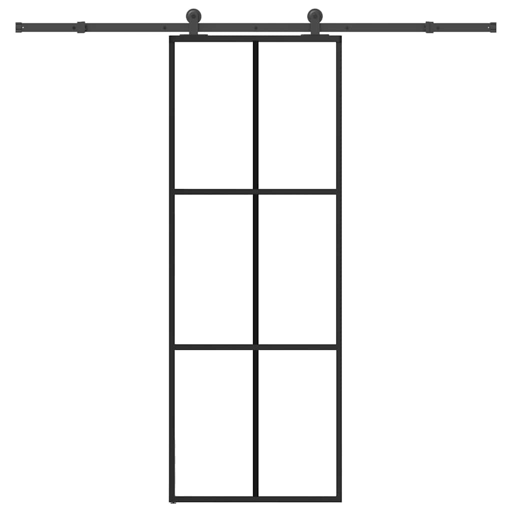 Vidaxl schuifdeur met beslag 76x205 cm esg-glas en aluminium