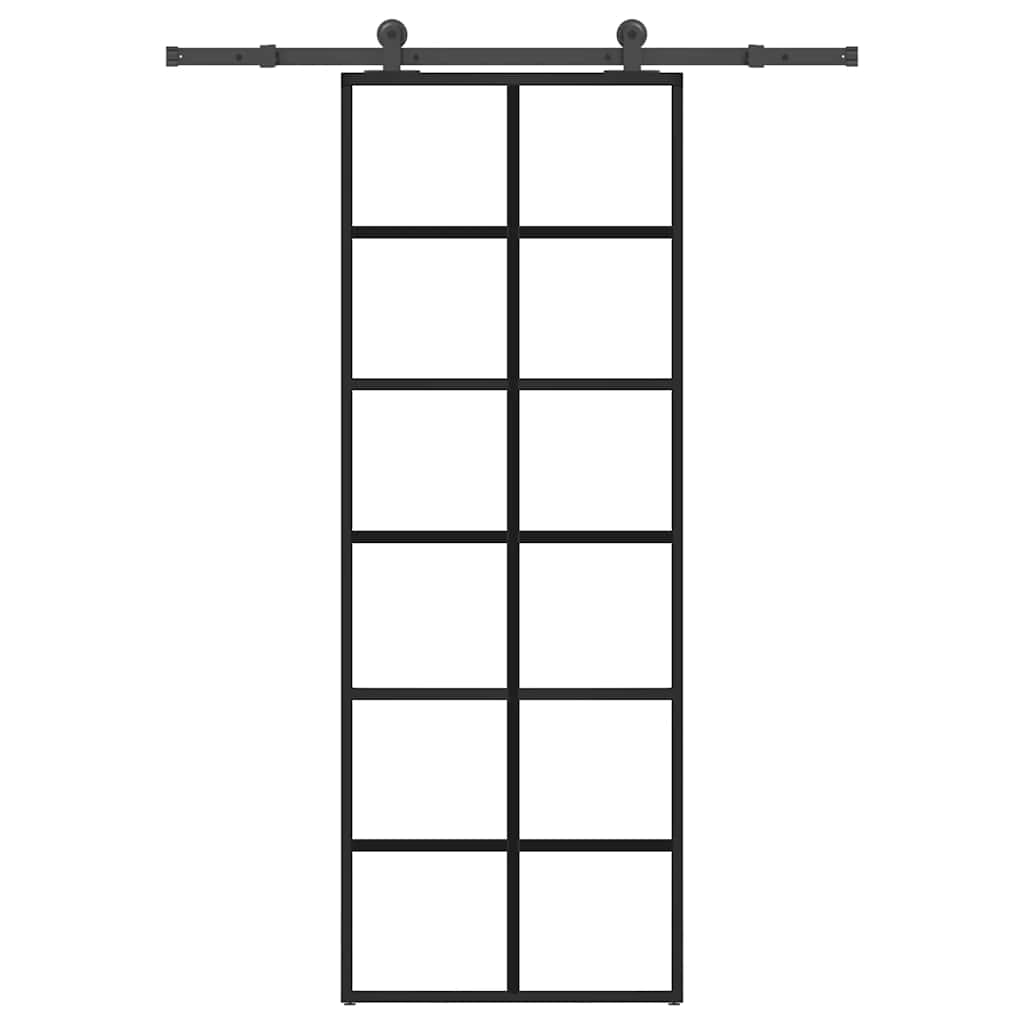 Vidaxl schuifdeur met beslag 76x205 cm esg-glas en aluminium