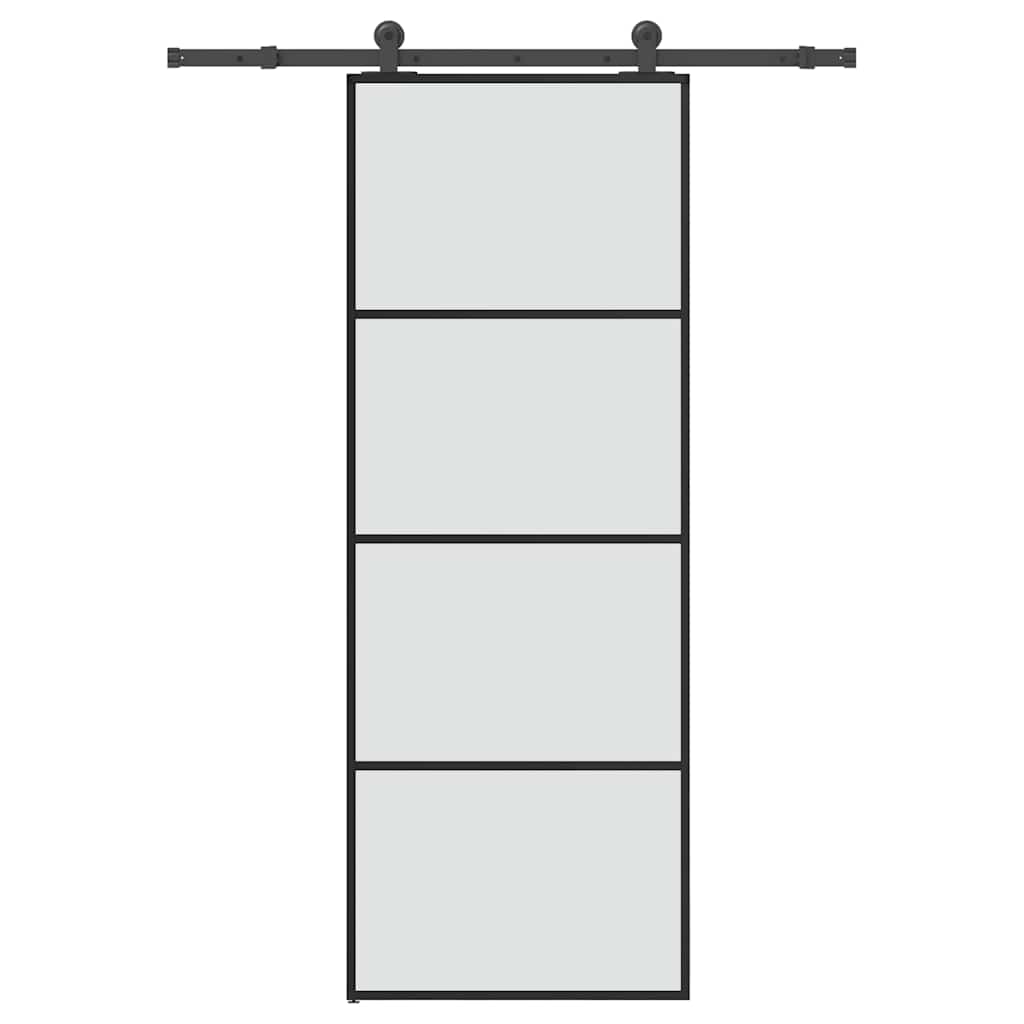 Vidaxl schuifdeur met beslag 76x205 cm esg-glas en aluminium