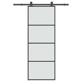 Vidaxl schuifdeur met beslag 76x205 cm esg-glas en aluminium