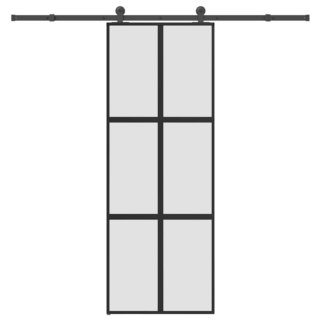 Vidaxl schuifdeur met beslag 76x205 cm gehard glas en aluminium