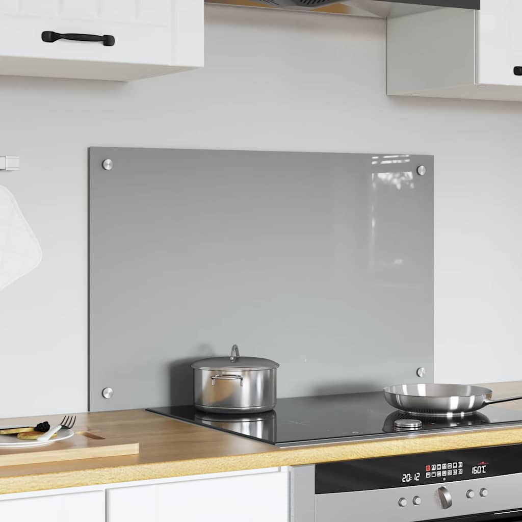 Vidaxl keuken spatscherm lichtgrijs 80 x 50 cm gehard glas
