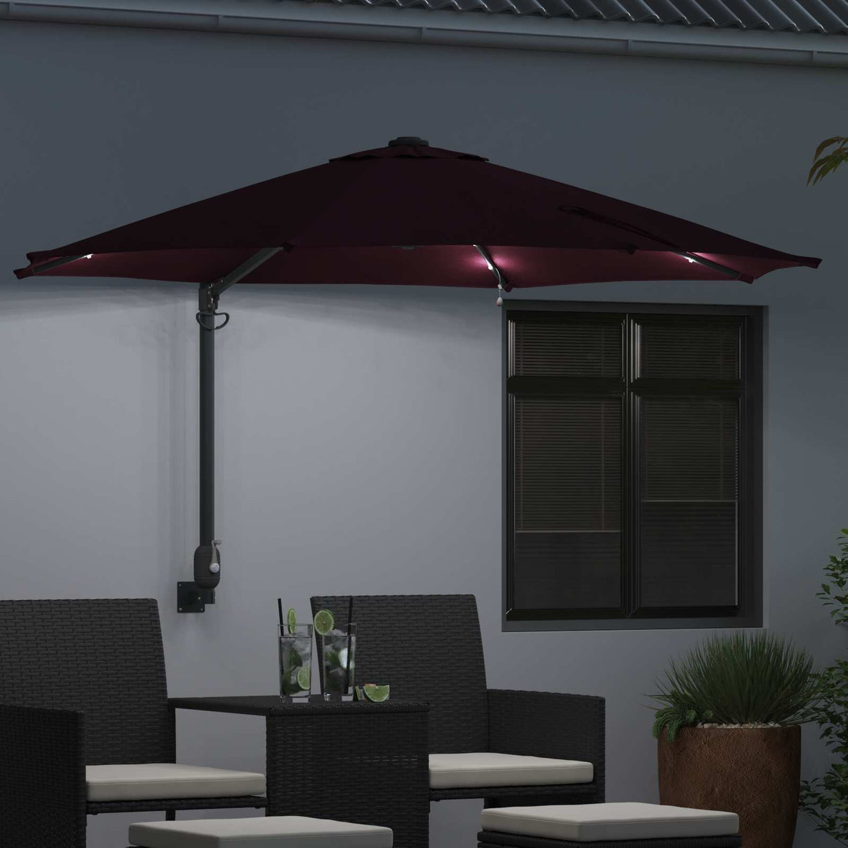 Vidaxl tuinparasol bordeaux rood 248 x 248 x 148 cm polyester en staal