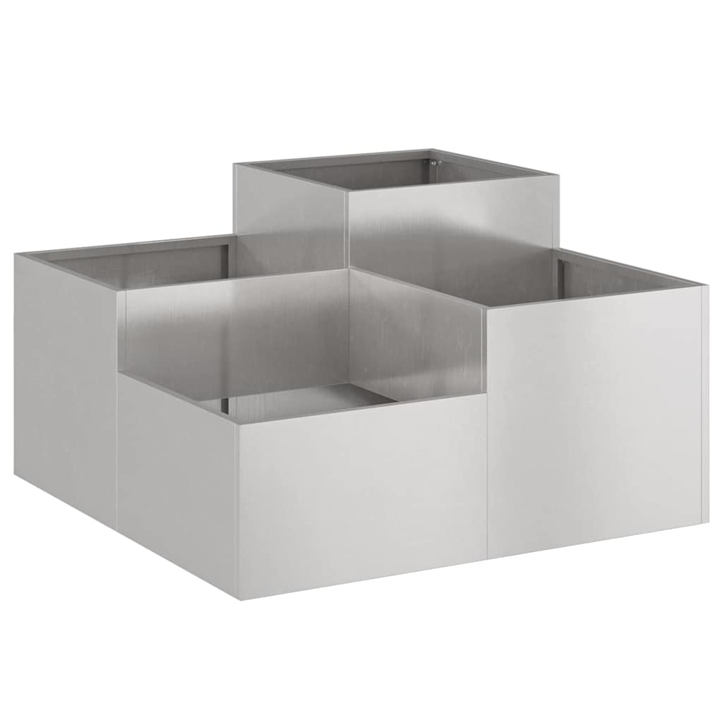Vidaxl tuin bloempot zilver 100 x 100 x 48 cm roestvrij staal