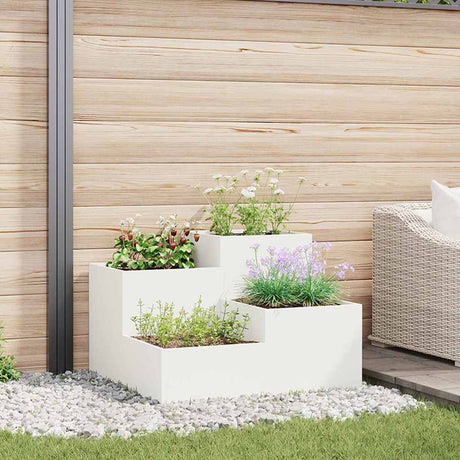 Vidaxl tuin bloempot wit 80 x 80 x 60 cm staal