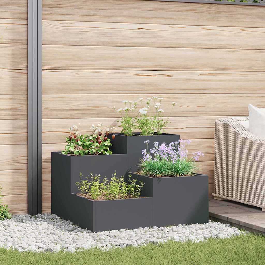 Vidaxl tuin bloempot antraciet 80 x 80 x 60 cm staal