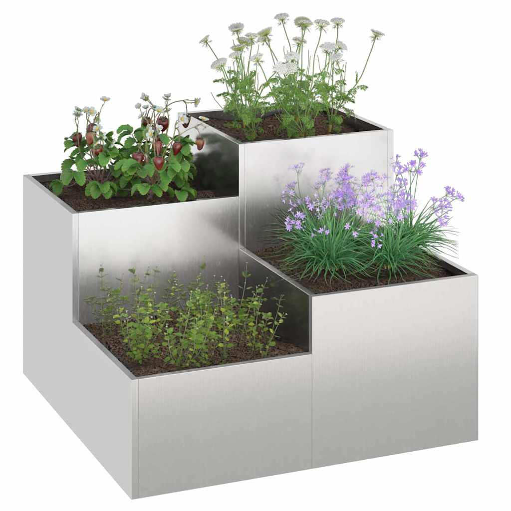 Vidaxl tuin bloempot zilver 100 x 100 x 60 cm roestvrij staal