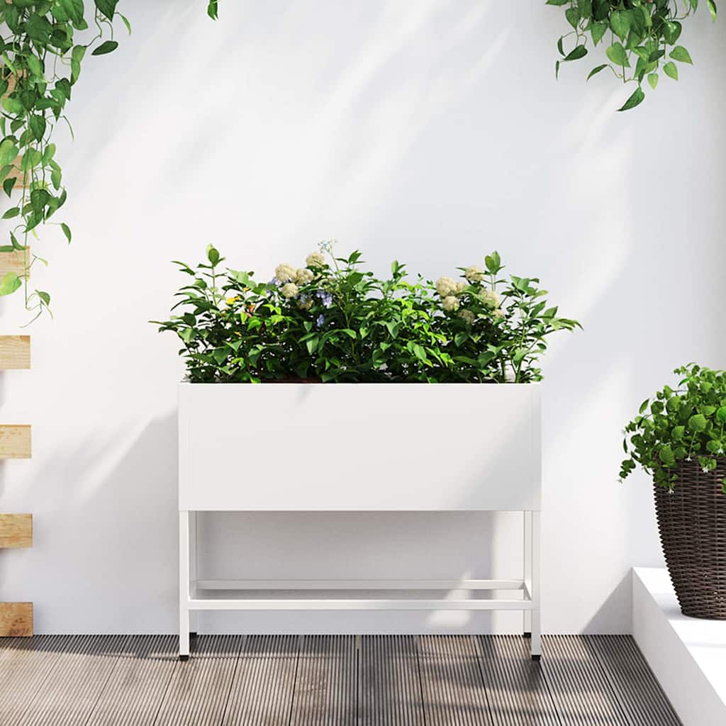 Vidaxl verhoogde tuin plantbak wit 60 x 26 x 45 cm staal