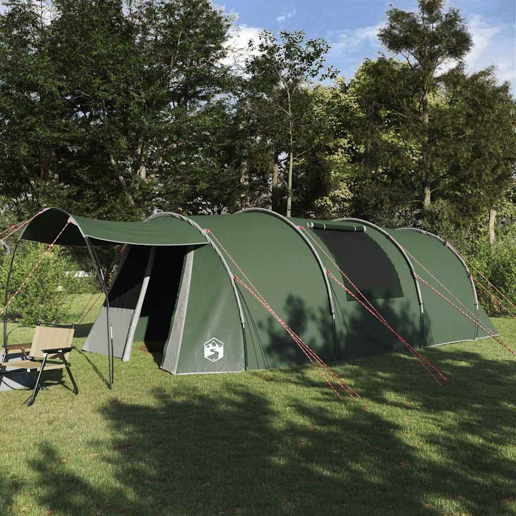 Vidaxl tunneltent met dak met opslag groen en wit 740 x 370 x 220 cm