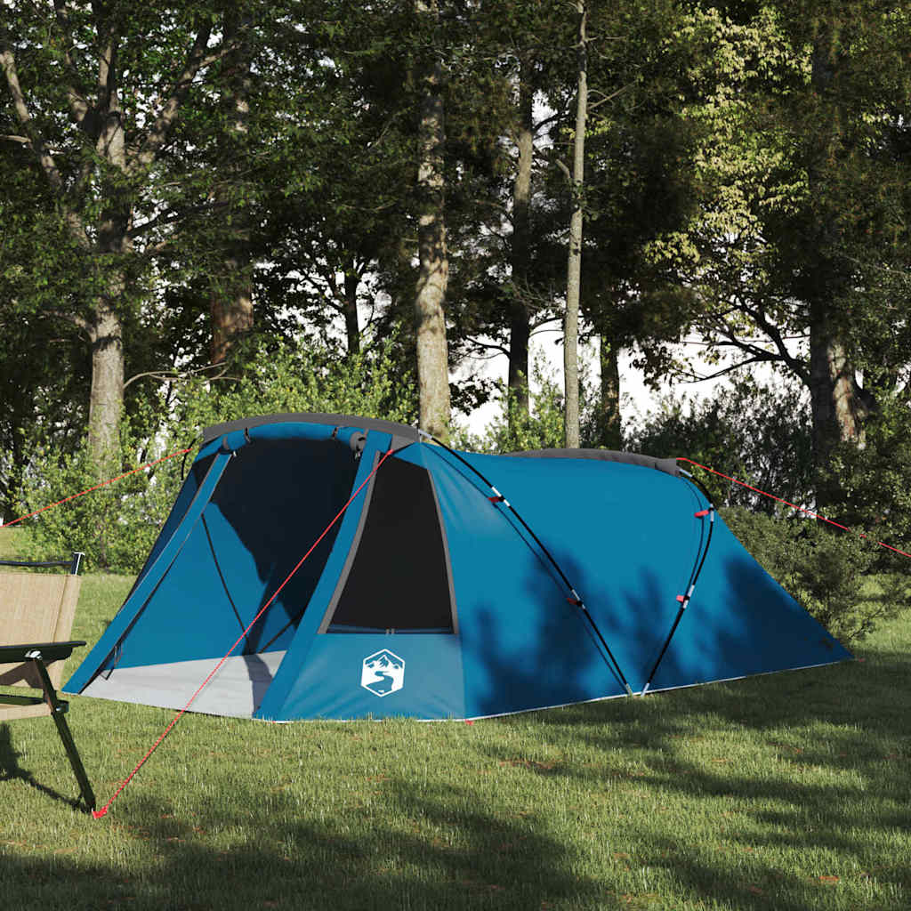 Vidaxl tunneltent met dak met opslag blauw en grijs 328 x 228 x 115 cm