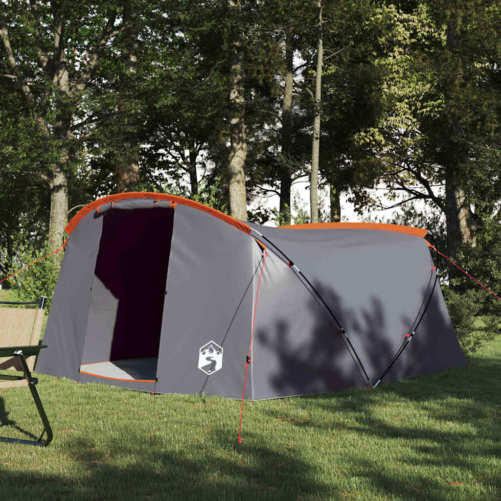 Vidaxl tunneltent met dak grijs en oranje 318 x 275 x 140 cm