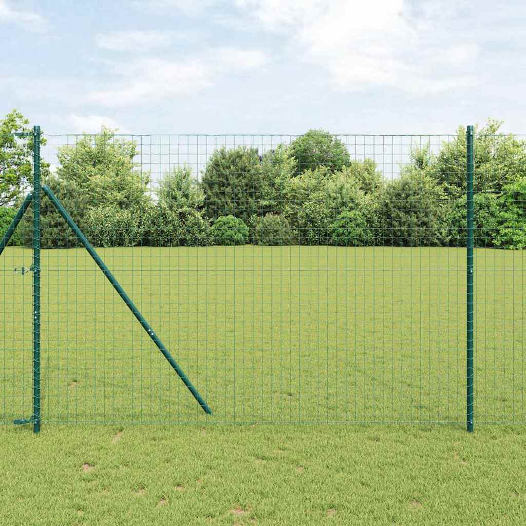 Vidaxl afrasteringspaal 7 pcs groen staal