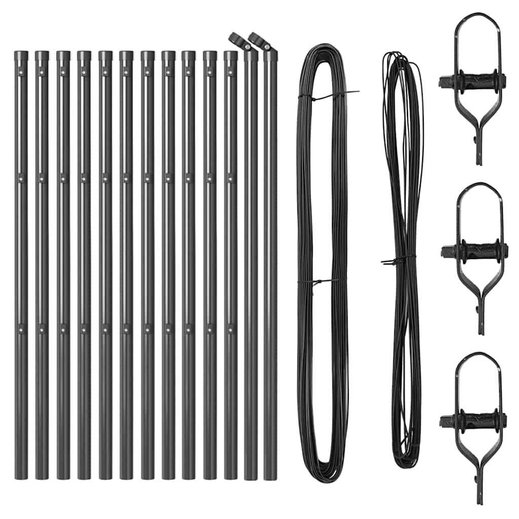 Vidaxl afrasteringspaal 13 pcs grijs staal