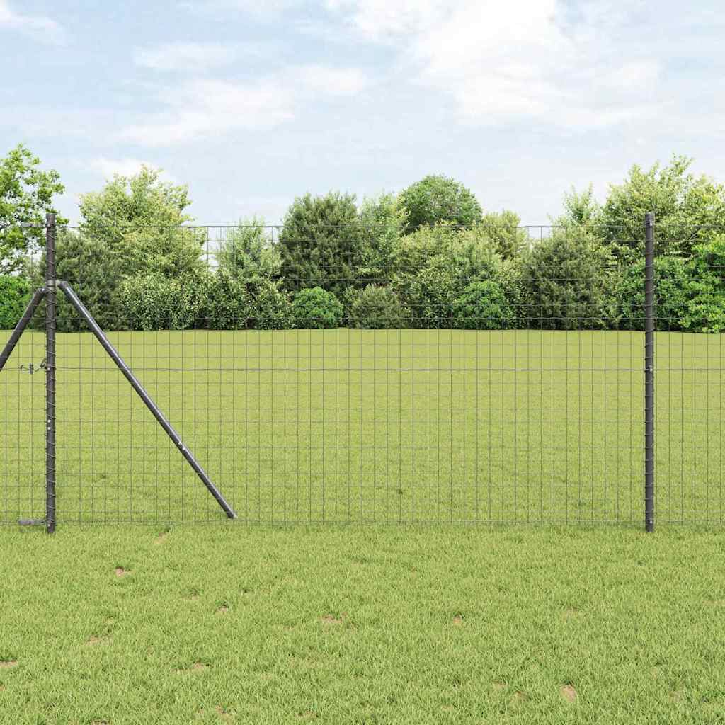 Vidaxl afrasteringspaal 7 pcs grijs staal