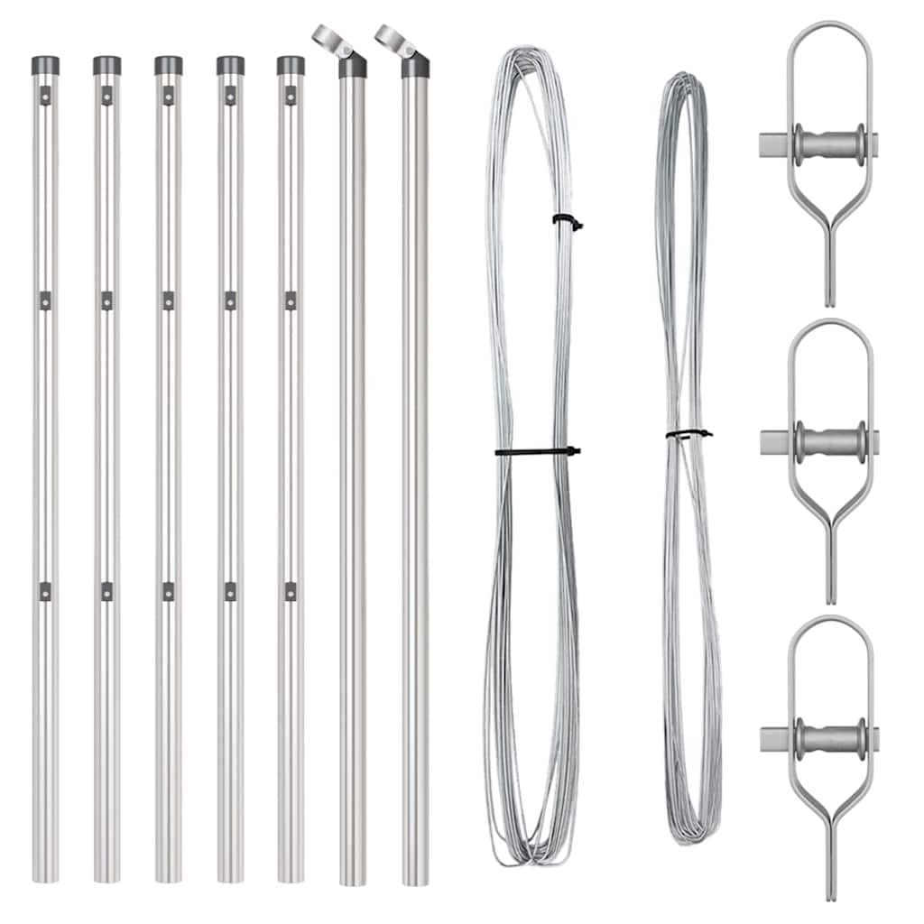 Vidaxl afrasteringspaal 7 pcs zilver staal