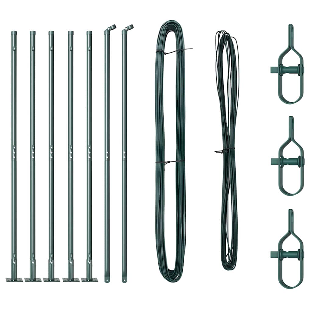 Vidaxl afrasteringspaal 7 pcs groen staal