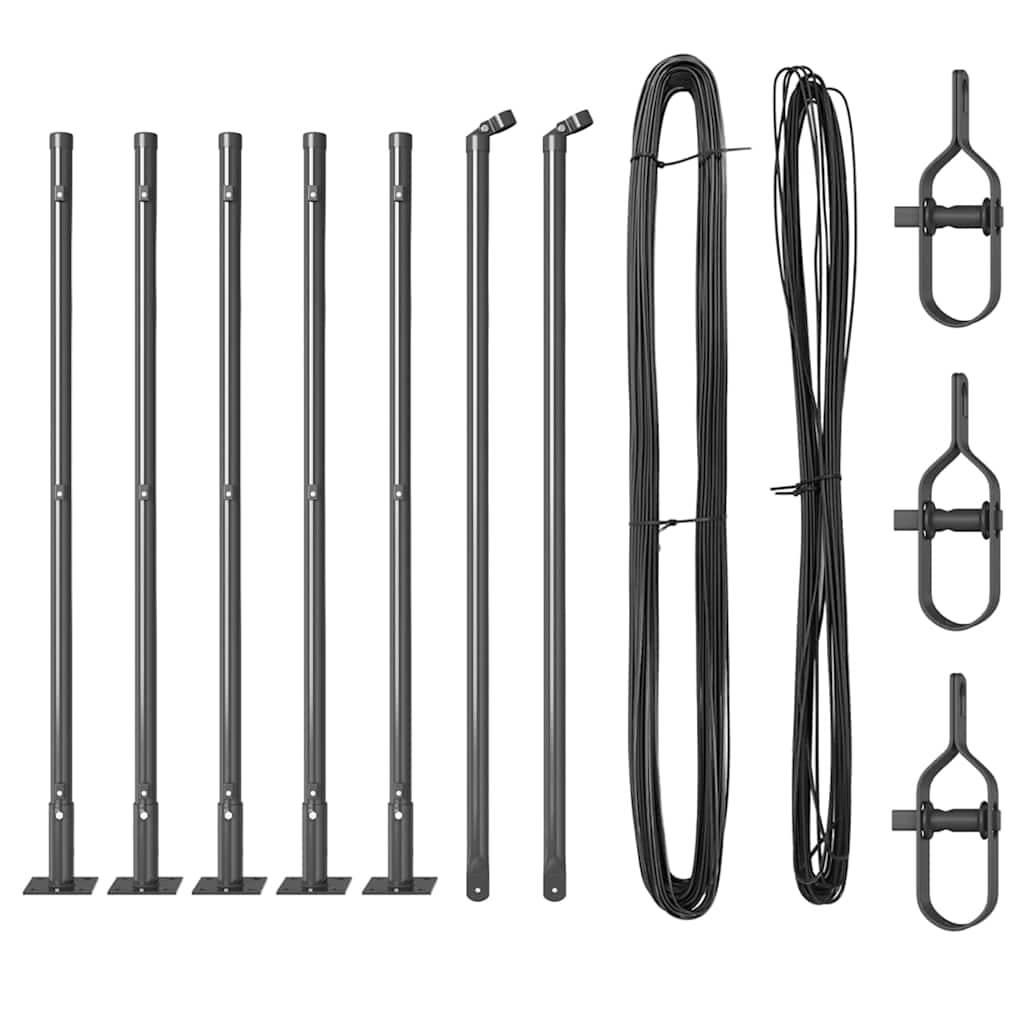Vidaxl afrasteringspaal 7 pcs grijs staal