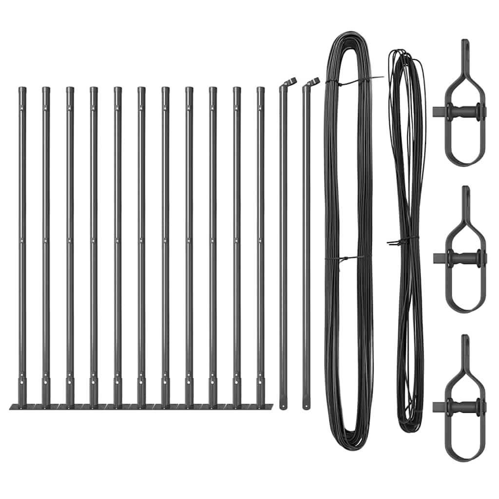 Vidaxl afrasteringspaal 13 pcs grijs staal