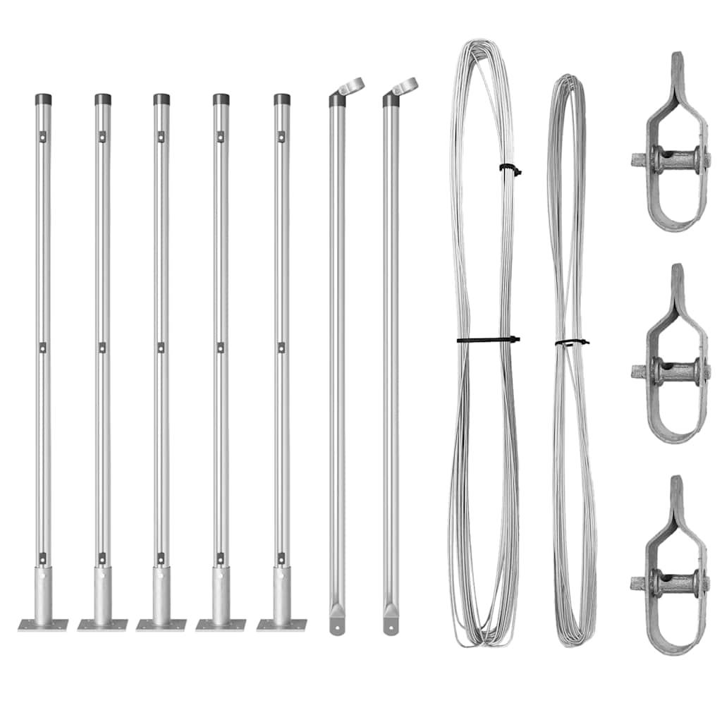Vidaxl afrasteringspaal 7 pcs zilver staal