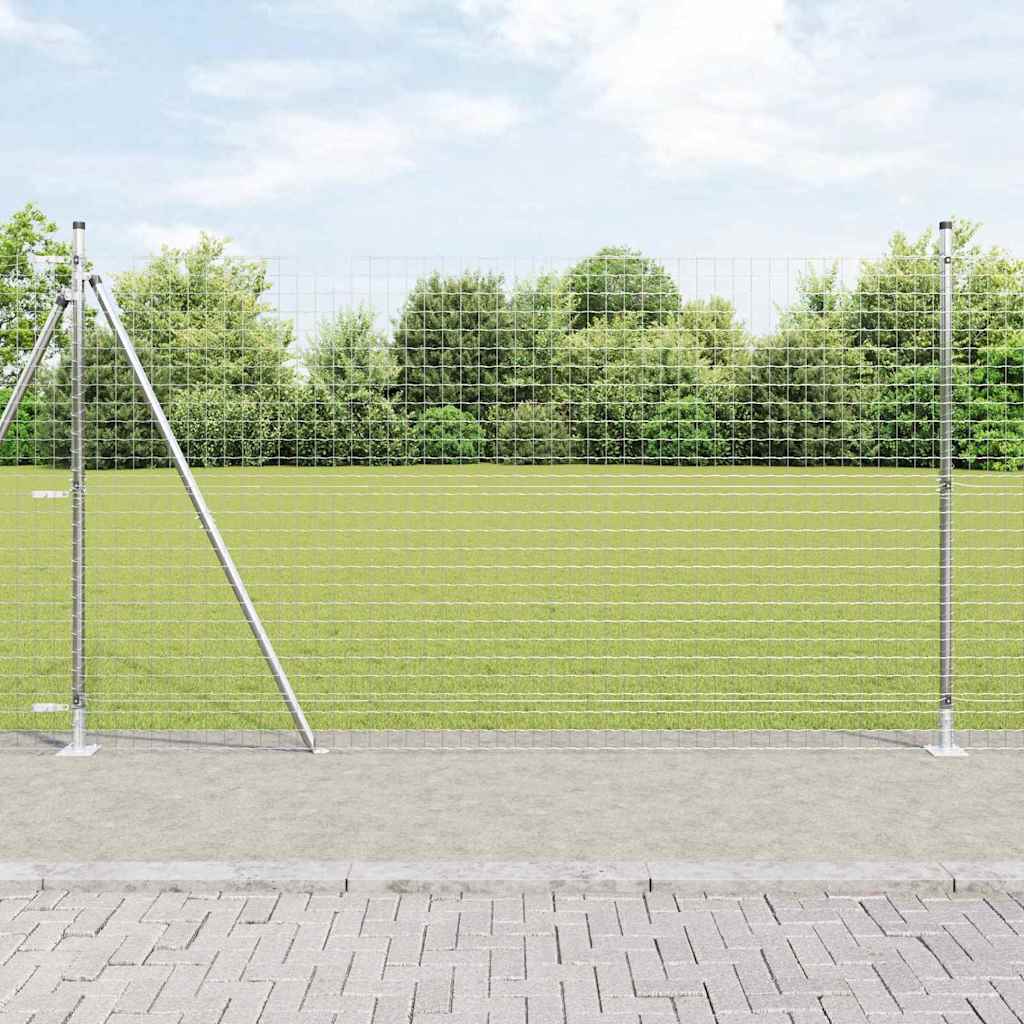 Vidaxl afrasteringspaal 7 pcs zilver staal