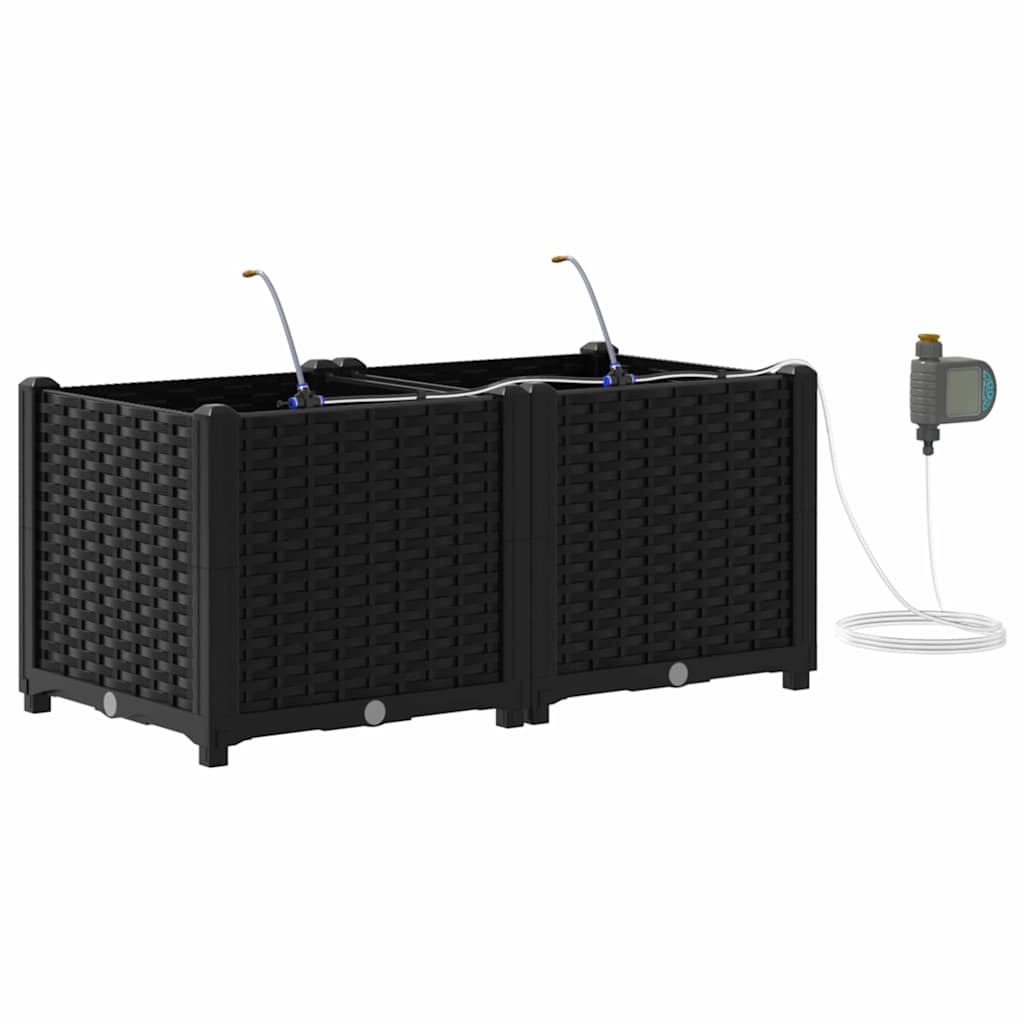 Vidaxl tuin bloempot 2 pcs zwart staal