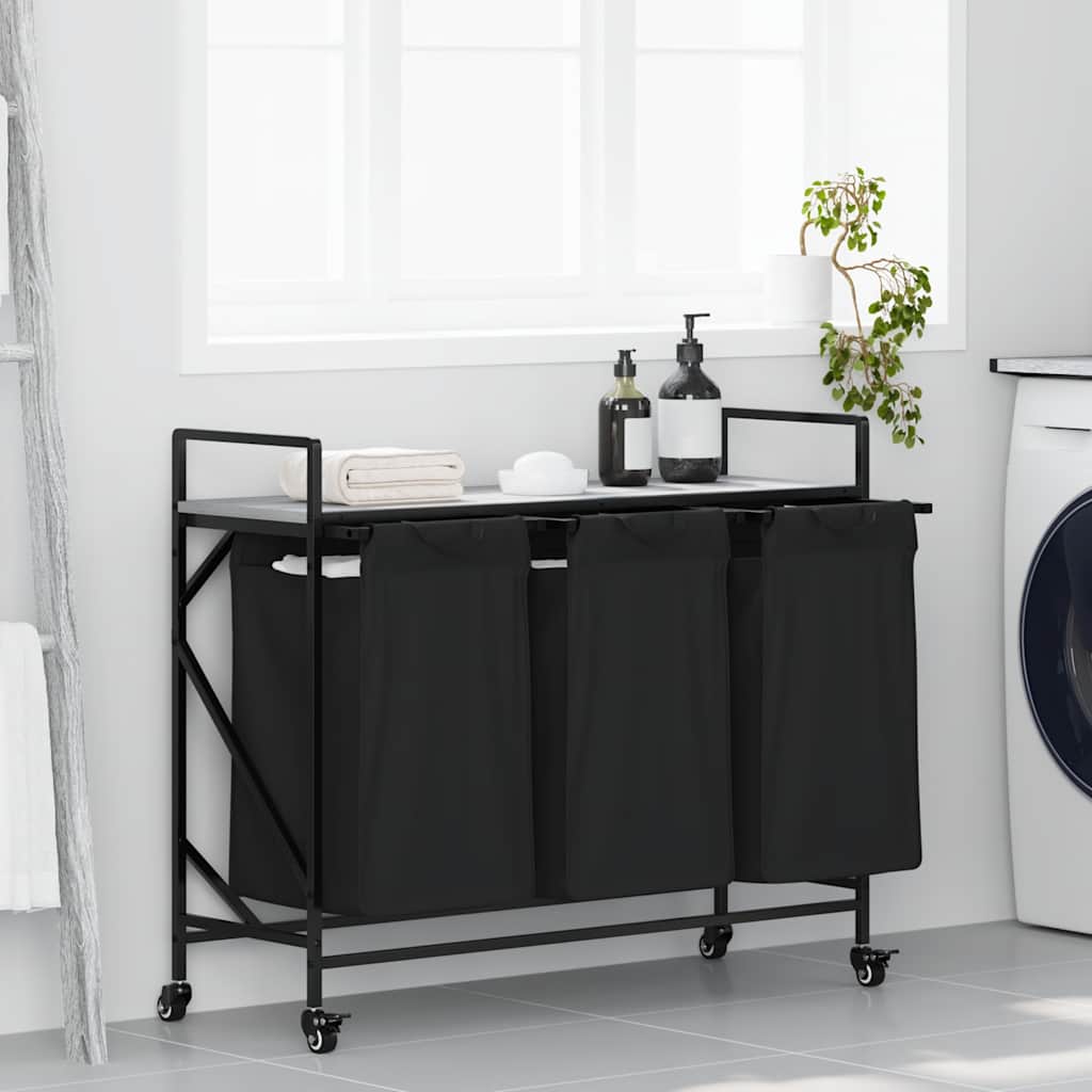 Vidaxl wasmand 3 vakken met planken grijs sonoma eiken