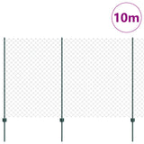 Vidaxl hek met paal groen 1,5 x 10 m staal en pvc