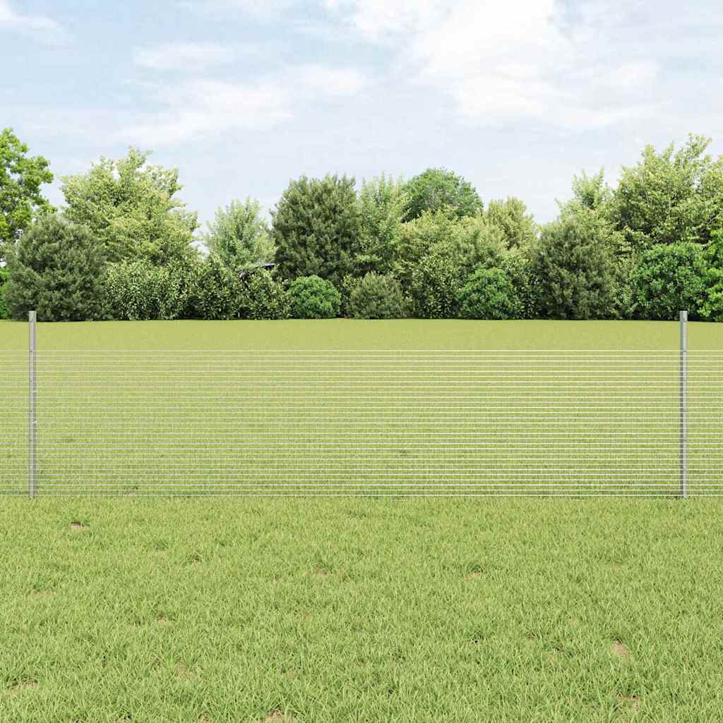 Vidaxl hek met paal zilver 0,5 x 50 m staal