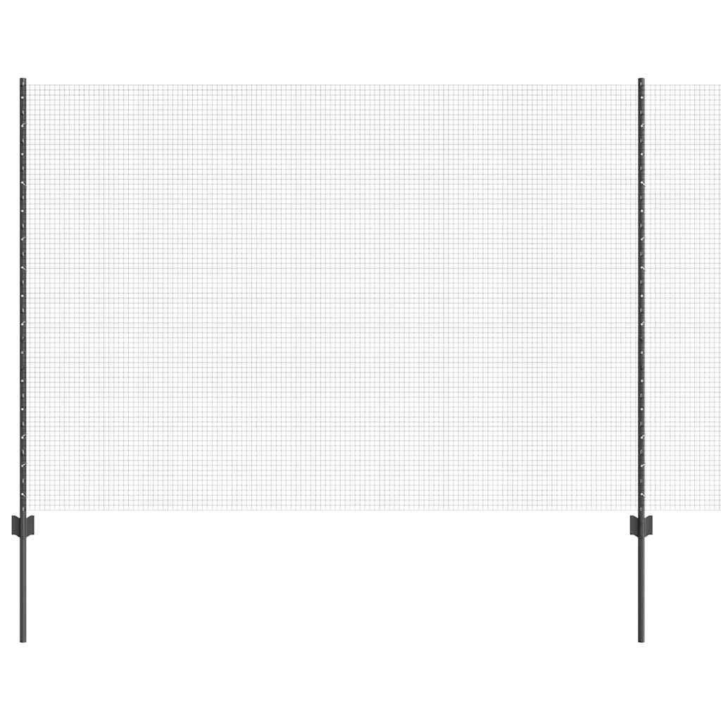 Vidaxl hek met paal grijs 1,5 x 10 m staal en pvc