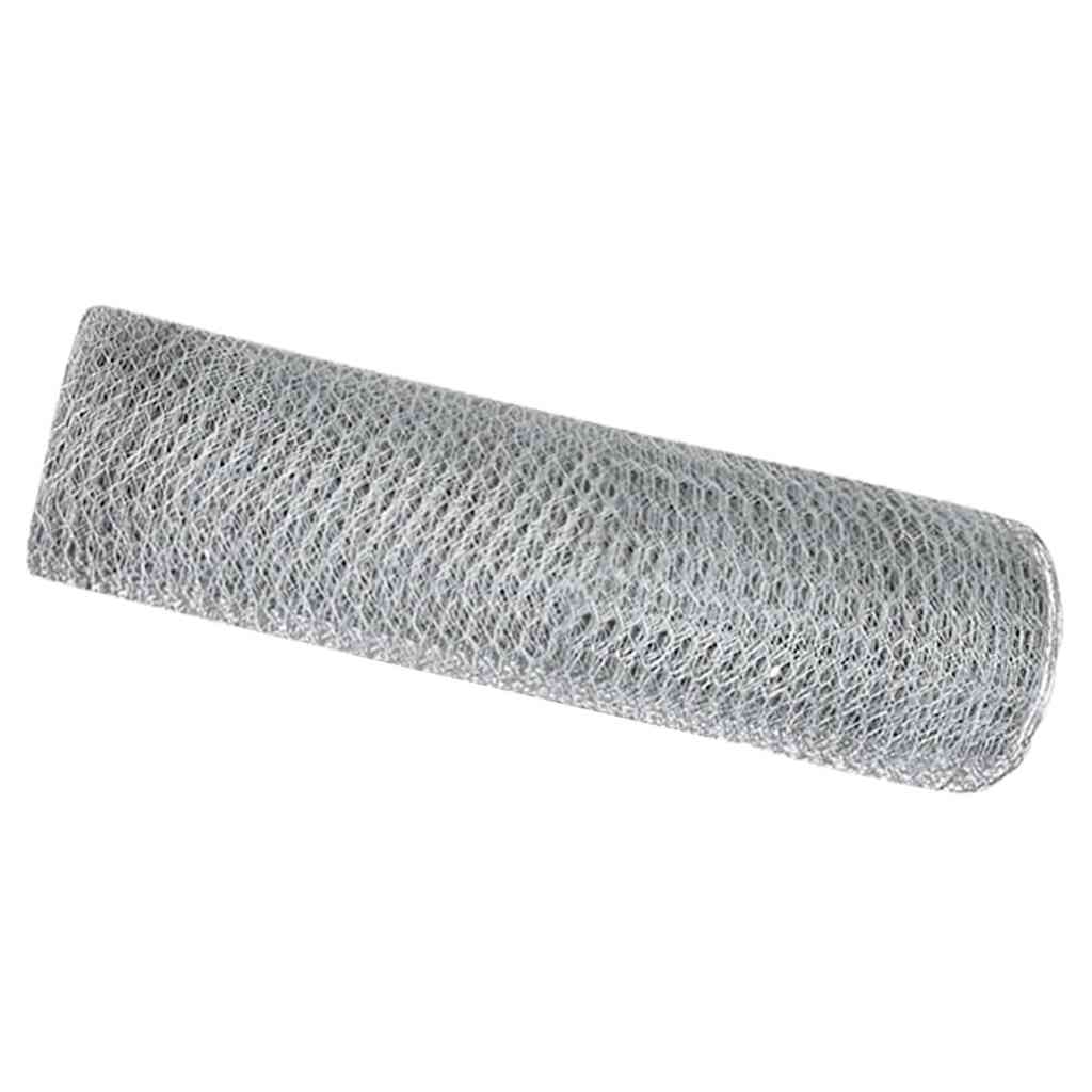 Vidaxl hexagon hek zilver 0,6 x 25 m gegalvaniseerd staal