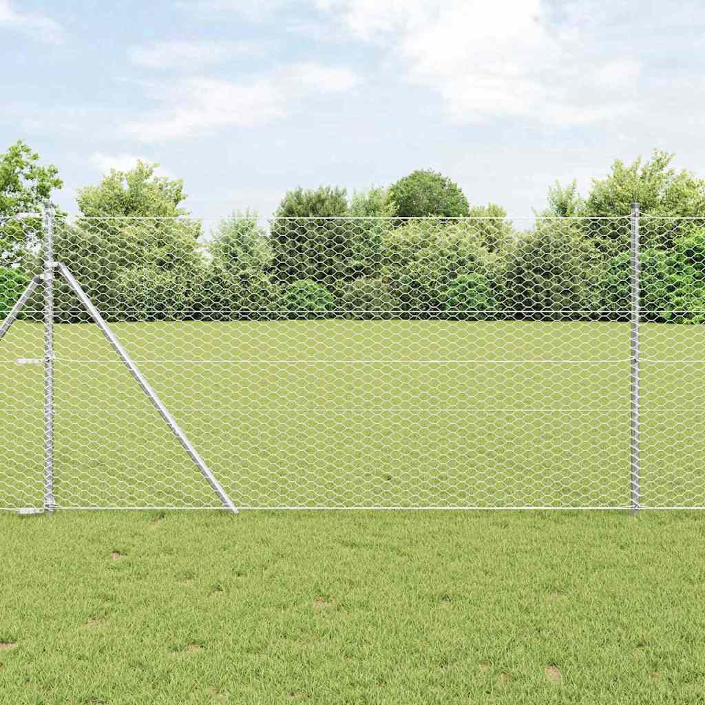 Vidaxl hexagon hek zilver 1,4 x 25 m gegalvaniseerd staal