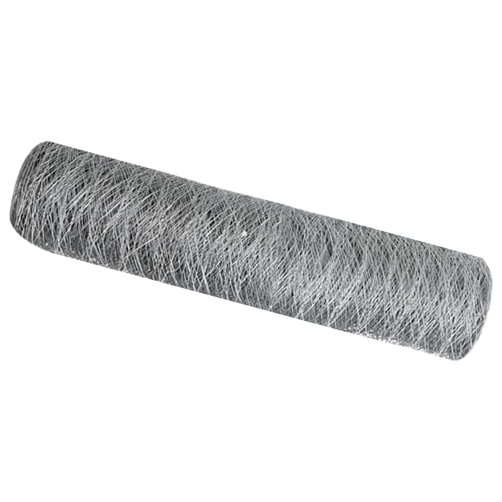 Vidaxl hexagon hek zilver 0,6 x 50 m gegalvaniseerd staal