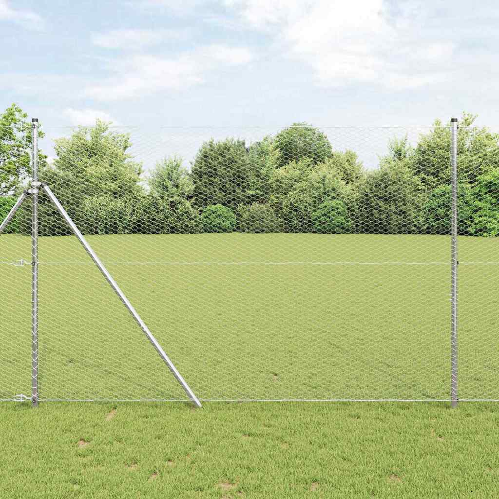 Vidaxl hexagon hek zilver 1.5 x 100 m gegalvaniseerd staal