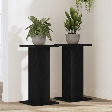 Vidaxl plantenstandaard 2 pcs zwart eiken 30 x 30 x 60 cm bewerkt hout
