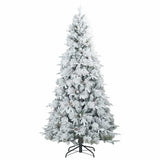 Vidaxl kunst kerstboom met geveerde takken, sneeuw bedekt wit 210 cm