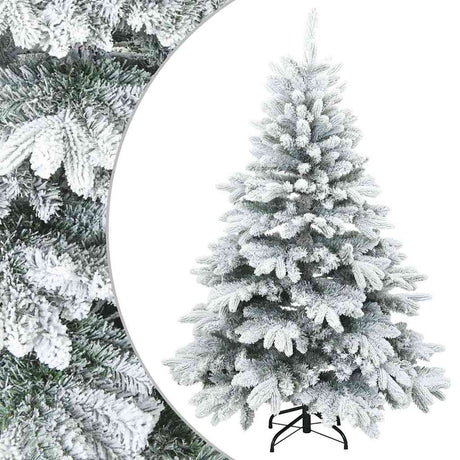 Vidaxl kunst kerstboom met geveerde takken, sneeuw bedekt wit 120 cm
