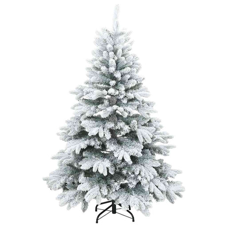 Vidaxl kunst kerstboom met geveerde takken, sneeuw bedekt wit 150 cm