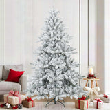 Vidaxl kunst kerstboom met geveerde takken, sneeuw bedekt wit 210 cm