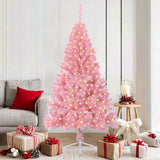 Vidaxl kunstmatig voorverlicht kerstboom met 300 led roze 180 cm pvc
