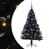 Vidaxl kunstmatig voorverlicht kerstboom met 150 led zwart 150 cm pvc
