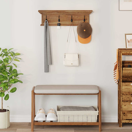 Vidaxl wandkapstok naturel 70 x 10 x 20 cm massief teakhout