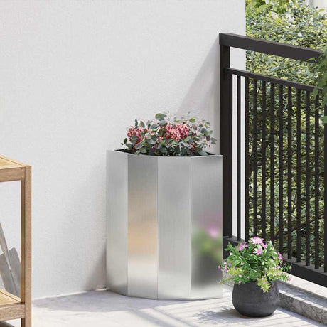 Vidaxl hoek plantbak zilver 30 x 30 x 50 cm gegalvaniseerd staal