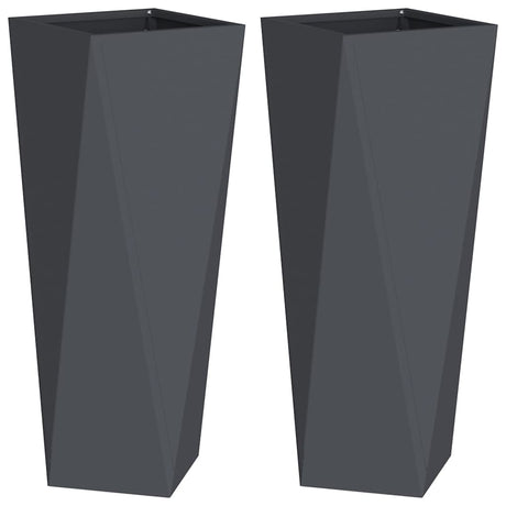 Vidaxl plantenbak 2 pcs antraciet 30 x 30 x 75 cm staal