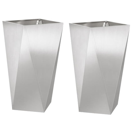 Vidaxl plantenbak 2 pcs zilver 40 x 40 x 75 cm roestvrij staal