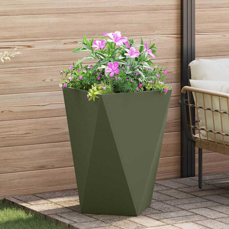 Vidaxl plantenbak olijf groen 50 x 50 x 75 cm staal