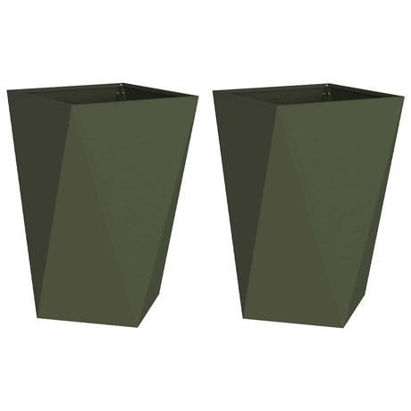 Vidaxl plantenbak 2 pcs olijf groen 50 x 50 x 75 cm staal