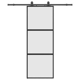 Vidaxl schuifdeur met beslagset 76x205 cm gehard glas zwart