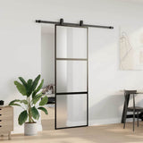 Vidaxl schuifdeur met beslagset 76x205 cm gehard glas zwart